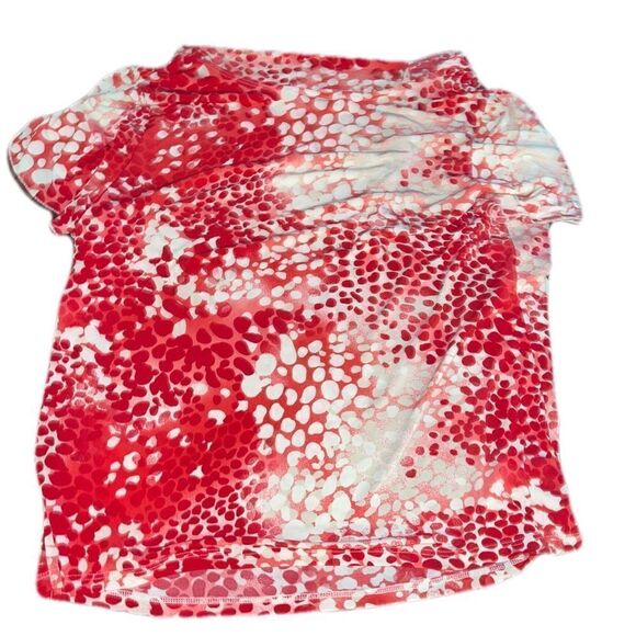 Women's Christine Gerard Colorful Red/White Short Sleeve Shirt - Picture 2 of 3